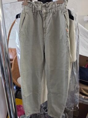 Casual Paperbag Waist Men’s Pants - Sage Green Size 2